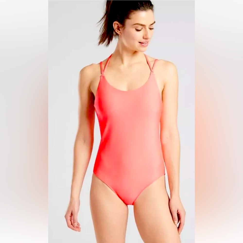 Athleta Key Hole One Piece Neon Pink Size Medium
